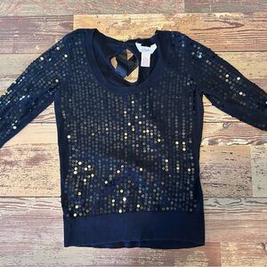 Candie's Black Sequin Top with Scoop Neck